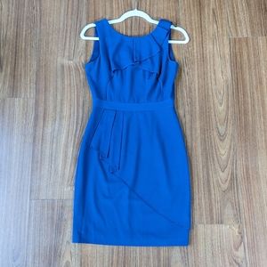 BCBGMaxAzria Royal Blue Sleeveless Origami Ruffle Dress, Size 2